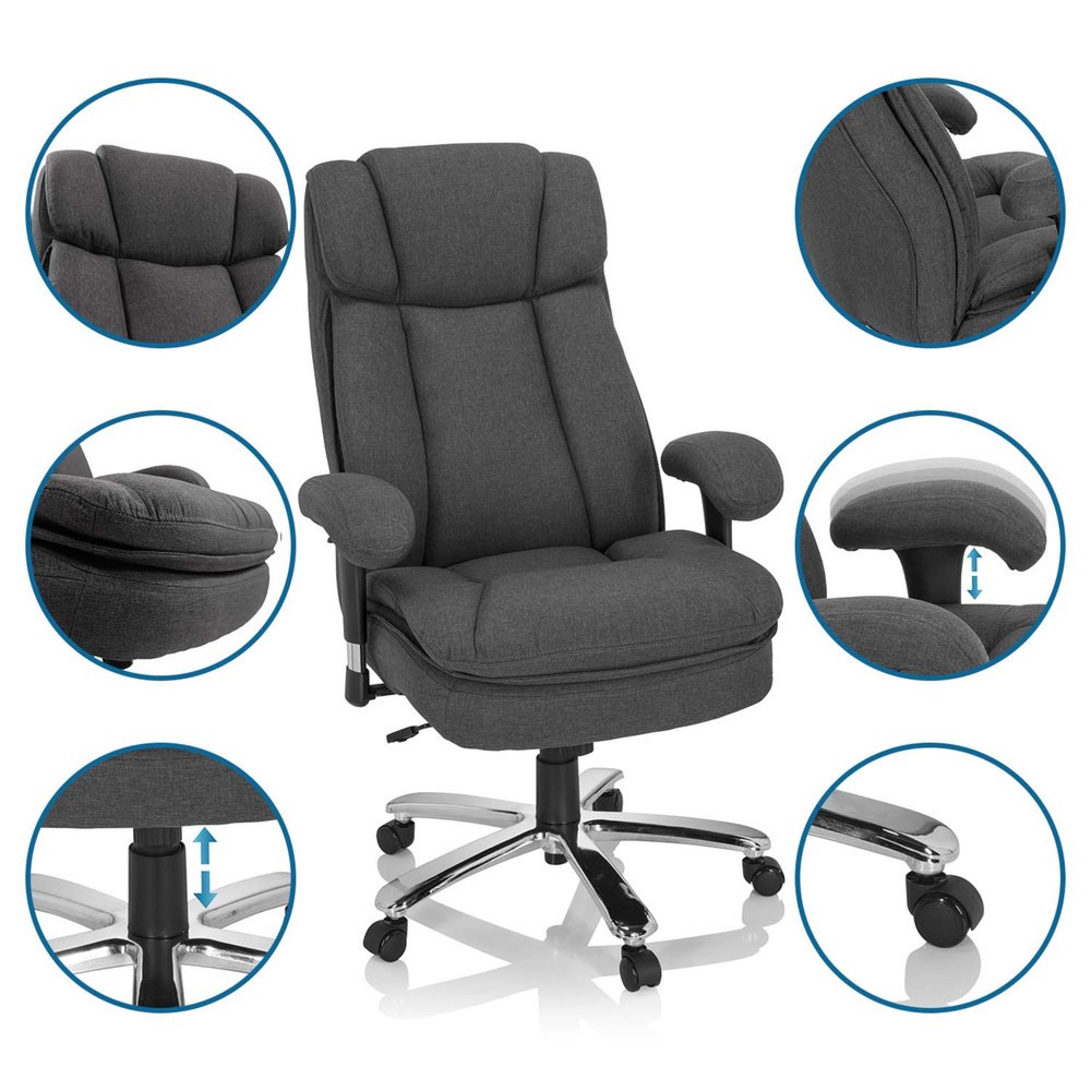 Produktabbildung Nr. 10: Siège pour personne forte / siège de bureau hjh OFFICE BUILDER XXL I tissu, gris foncé