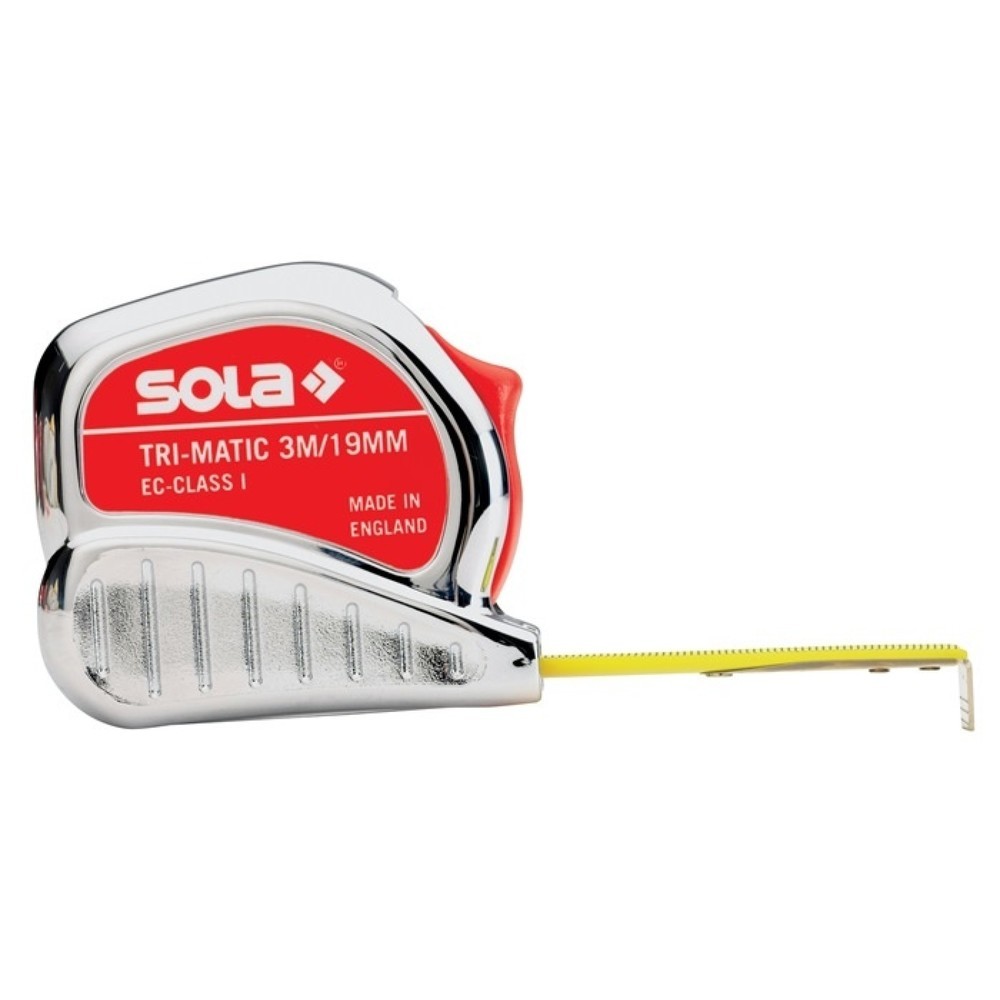 Produktabbildung: SOLA Taschenrollbandmass TRI-MATIC L.3m B.13mm mm/cm EG I Ku.Stopptaste