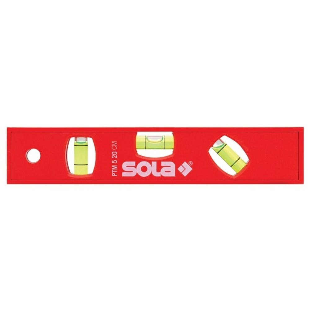 Produktabbildung: SOLA Torpedowasserwaage PTM 5, ABS Kunststoff rot, 20 cm, 1,50 mm/m Magnet