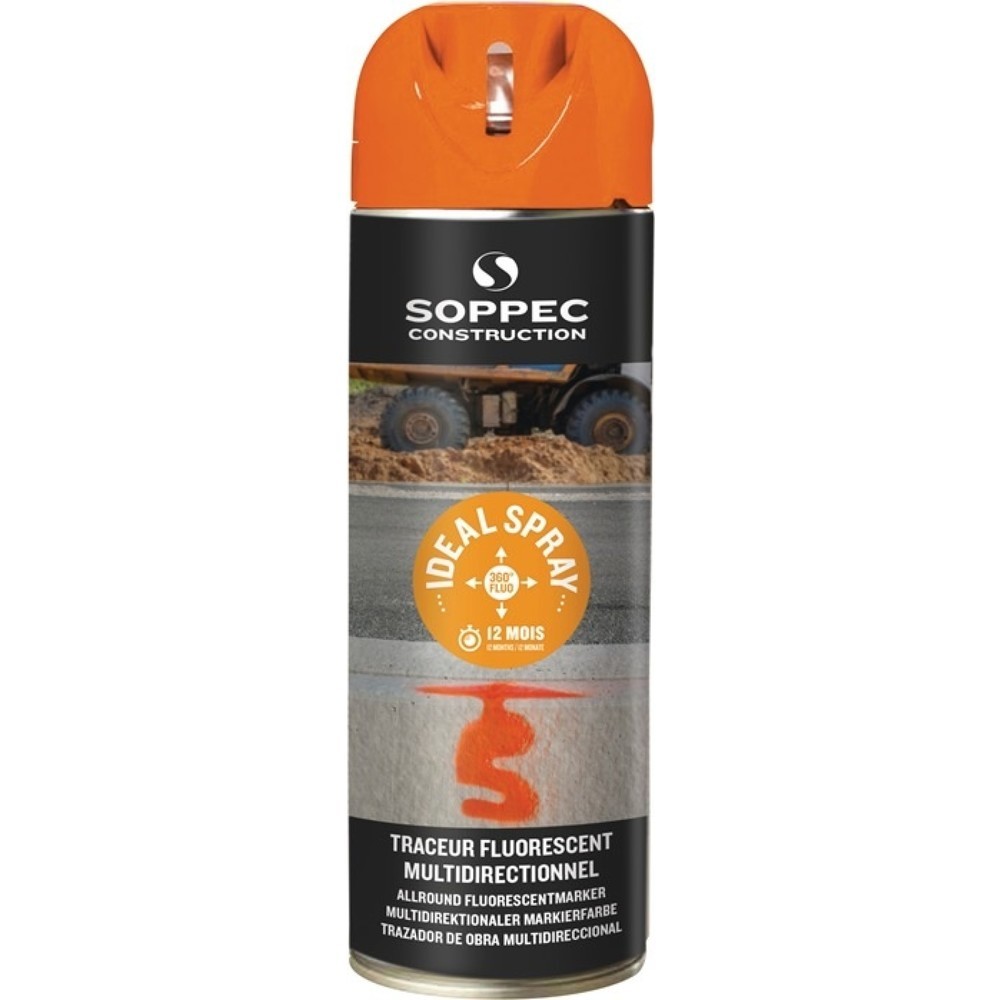 Illustration du produit: SOPPEC Aérosol de marquage IDEAL, 500 ml, orange fluo, aérosol