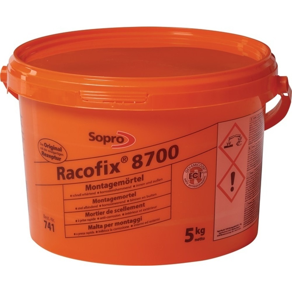 Illustration du produit: SOPRO Mortier de montage Racofix® 8700, 1:3 parts de volume (eau / mortier) 5 kg, seau