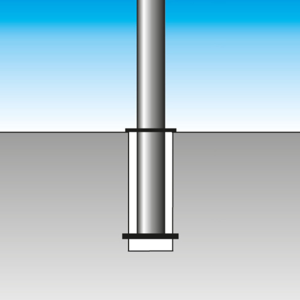 Produktabbildung Nr. 2: Sperrpfosten aus Aluminium, herausnehmbar, Rundrohr Ø 60 mm mit Bodenhülse, rot/weiss