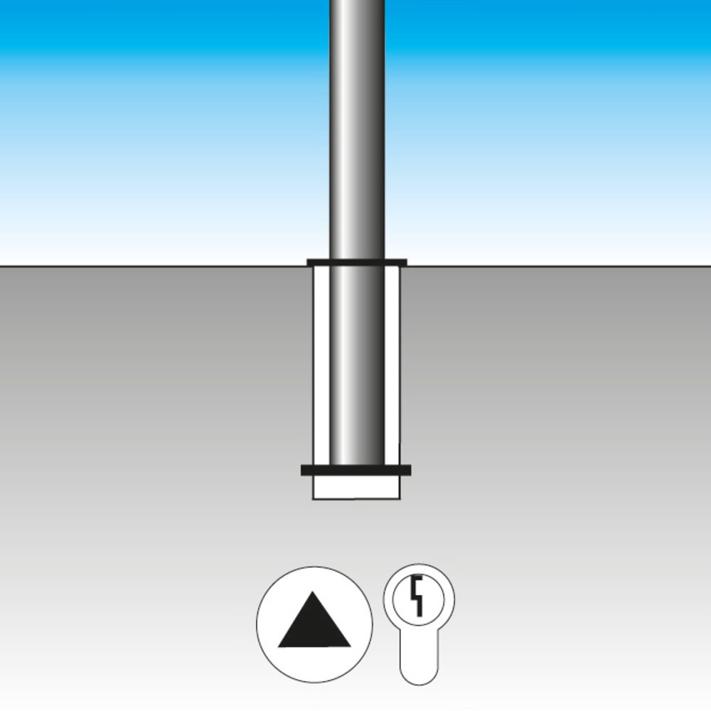 Produktabbildung Nr. 2: Edelstahl-Sperrpfosten, herausnehmbar, Rundrohr Ø 76 mm mit Rundkopf, Feuerwehr-Dreikant