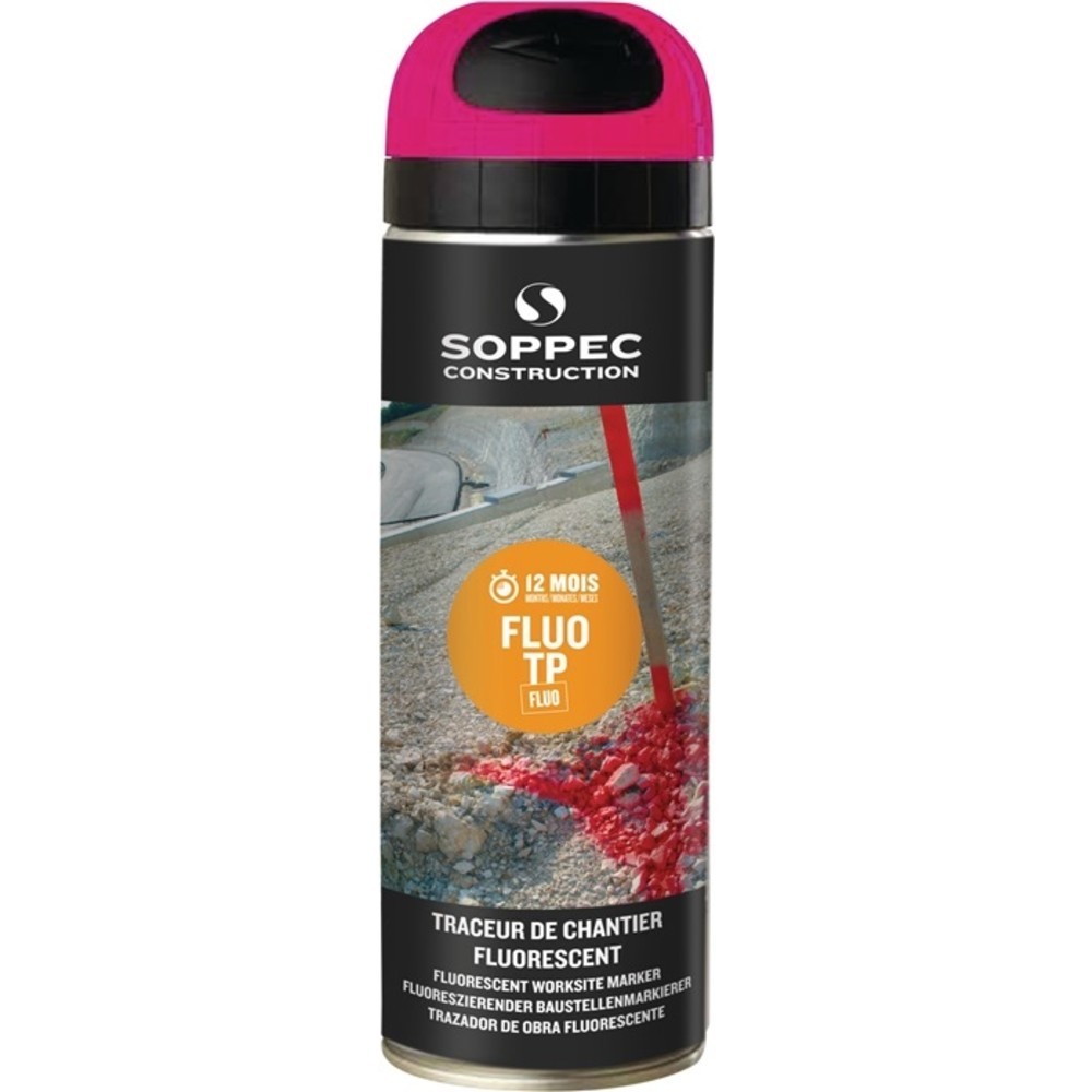 Produktabbildung Nr. 2: Traceur de chantier FLUO TP rose fluo 500 ml bombe aérosol SOPPEC