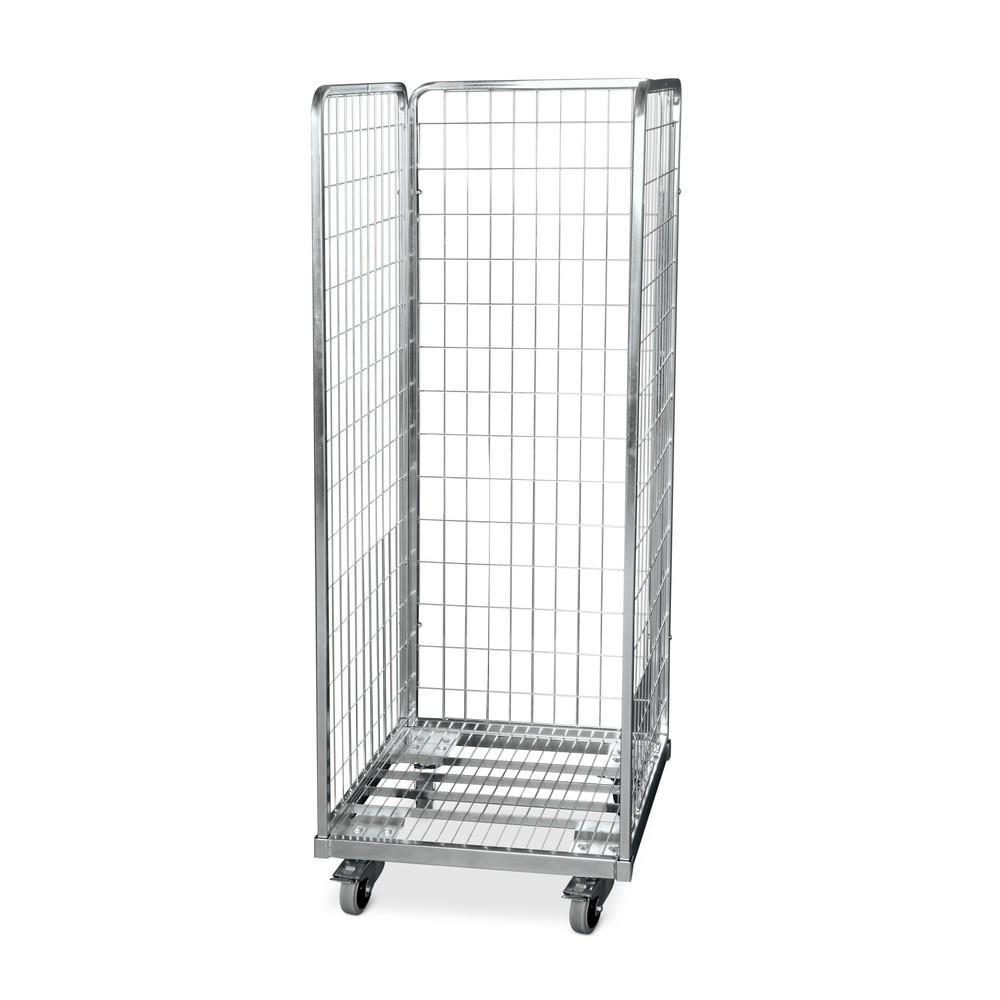 Produktabbildung: Stahl-Rollbehälter in Euro-Mass, 3-seitig, Ladefläche BxT 600 x 600 mm