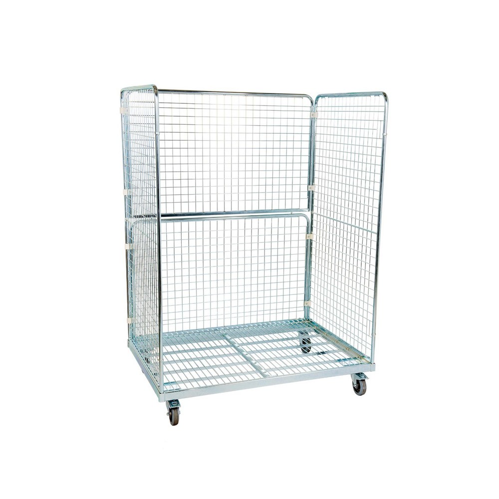 Produktabbildung: Stahl-Rollbehälter in Euro-Mass, 3-seitig, Ladefläche BxT 1.200 x 800 mm
