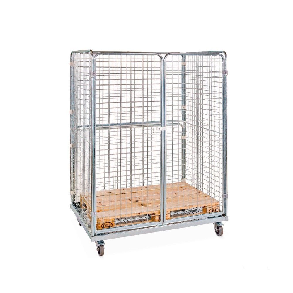 Produktabbildung: Stahl-Rollbehälter in Euro-Mass, 4-seitig, Ladefläche 1.298 x 887 mm