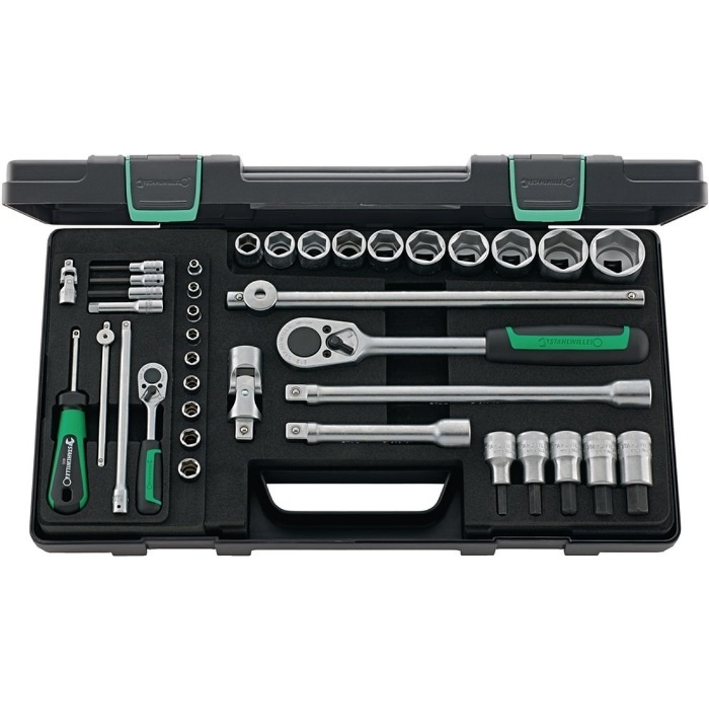 Produktabbildung: Steckschlüsselsatz 40/52/27/11 38-teilig 1/4 + 1/2 ″ Schlüsselweiten 4-30 mm