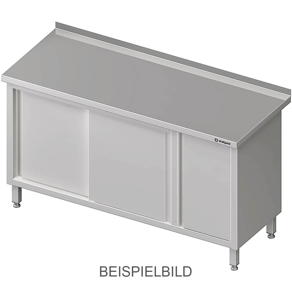 Produktabbildung: Stalgast Arbeitsschrank mit Schiebetüren, 1200x600x850 mm, mit Flügeltürschrank links, ohne Aufkantung, verschweisst