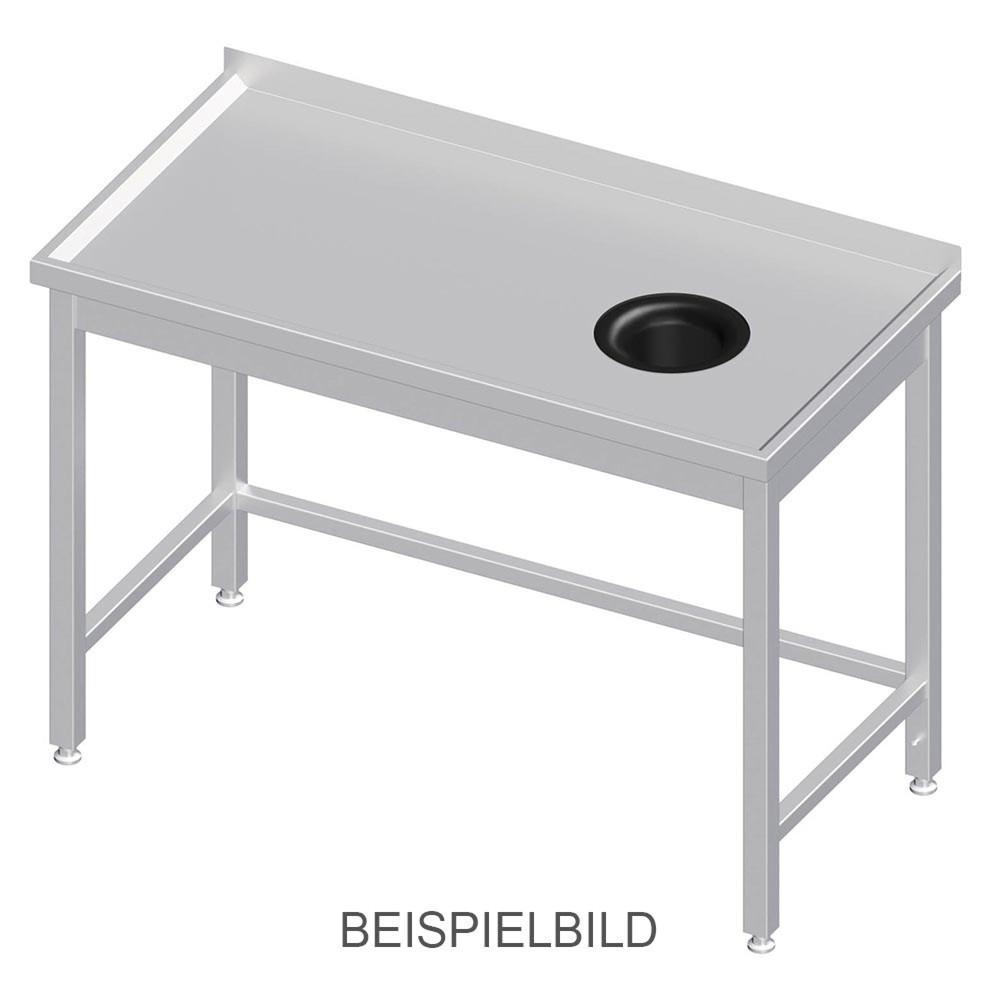 Produktabbildung: Stalgast Arbeitstisch ohne Grundboden, 900x600x850 mm, mit Abfallloch rechts, ohne Aufkantung, verschweisst