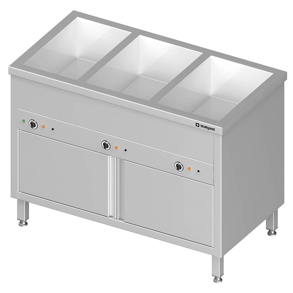 Produktabbildung: Stalgast Bain-Marie Standgerät mit geschlossenem Unterbau und separaten Becken,  für 3x GN1/1085x600x850 mm