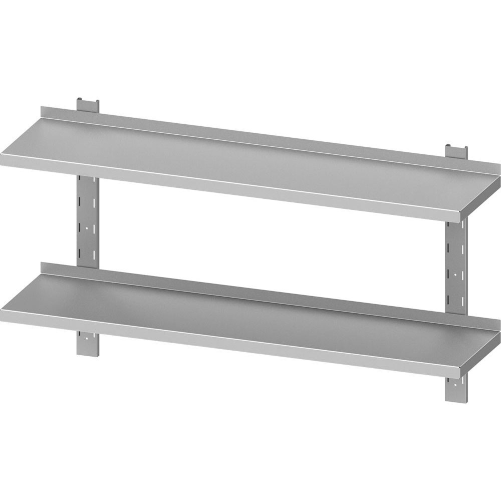 Produktabbildung: Stalgast Doppel-Wandbord ECO mit Konsolen und Wandschienen 1200x300x660 mm höhenverstellbar, Selbstmontage