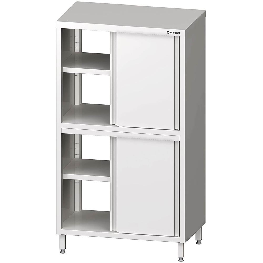 Produktabbildung: Stalgast Durchreiche-Hochschrank mit Schiebetüren, 800x500x1800 mm, mit zwei Schrankräumen, verschweisst