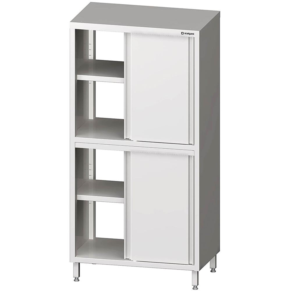 Produktabbildung: Stalgast Durchreiche-Hochschrank mit Schiebetüren, 800x600x2000 mm, mit zwei Schrankräumen, verschweisst