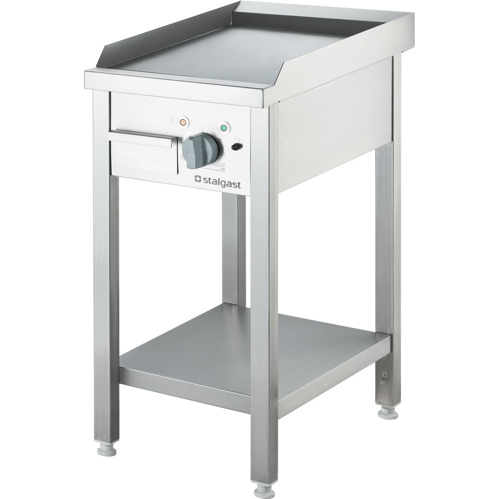 Illustration du produit: Stalgast Elektro-Griddleplatte als Standgerät - glatt, Unterbau offen, 400 x 700 x 850 mm (BxTxH)