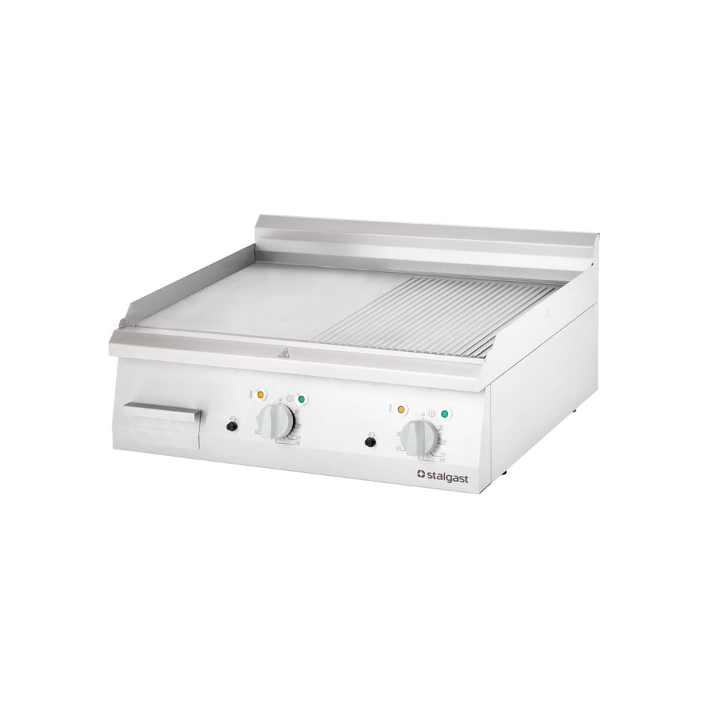 Produktabbildung: Stalgast Elektro-Griddleplatte als Tischgerät, 800x700 mm, ½ glatte/½ gerillte Grillfläche, Serie 700 ND