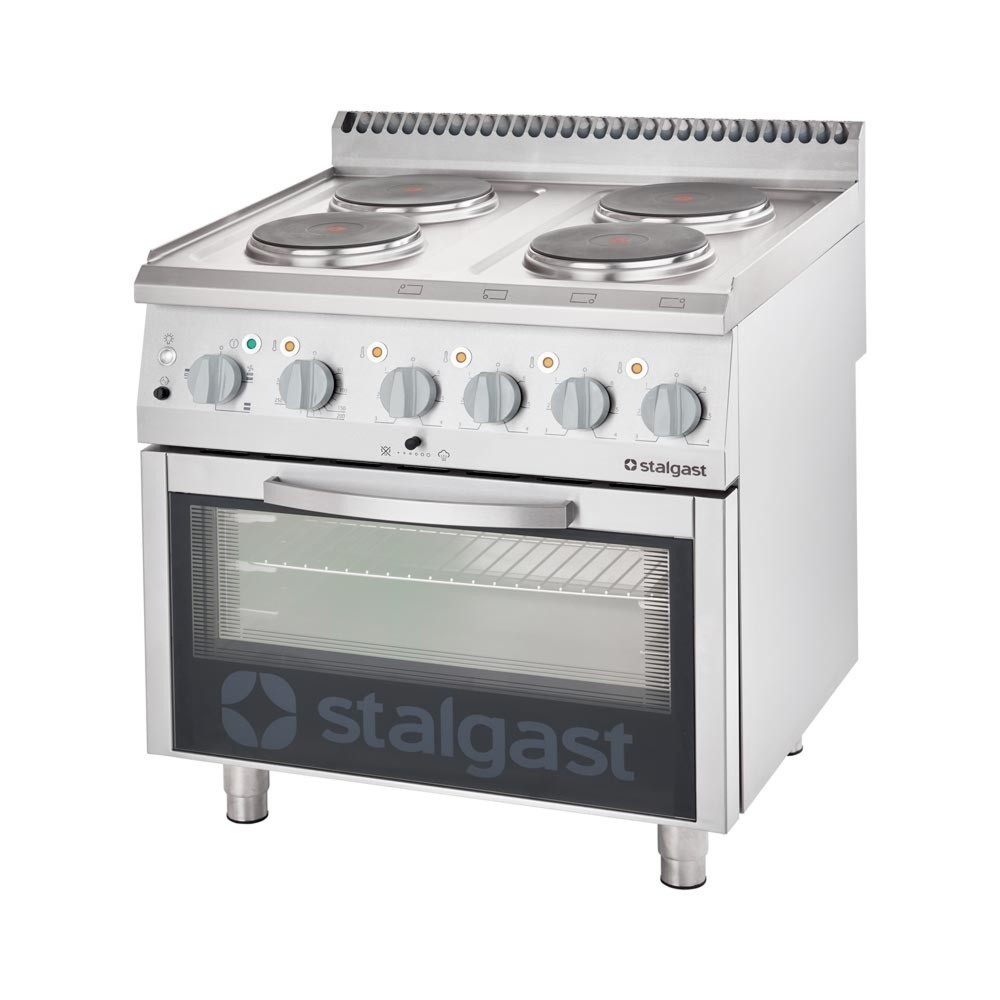 Produktabbildung: Stalgast Elektro-Herd mit 4 Kochplatten und Umluft-Backofen GN 1/1, Serie 700 ND