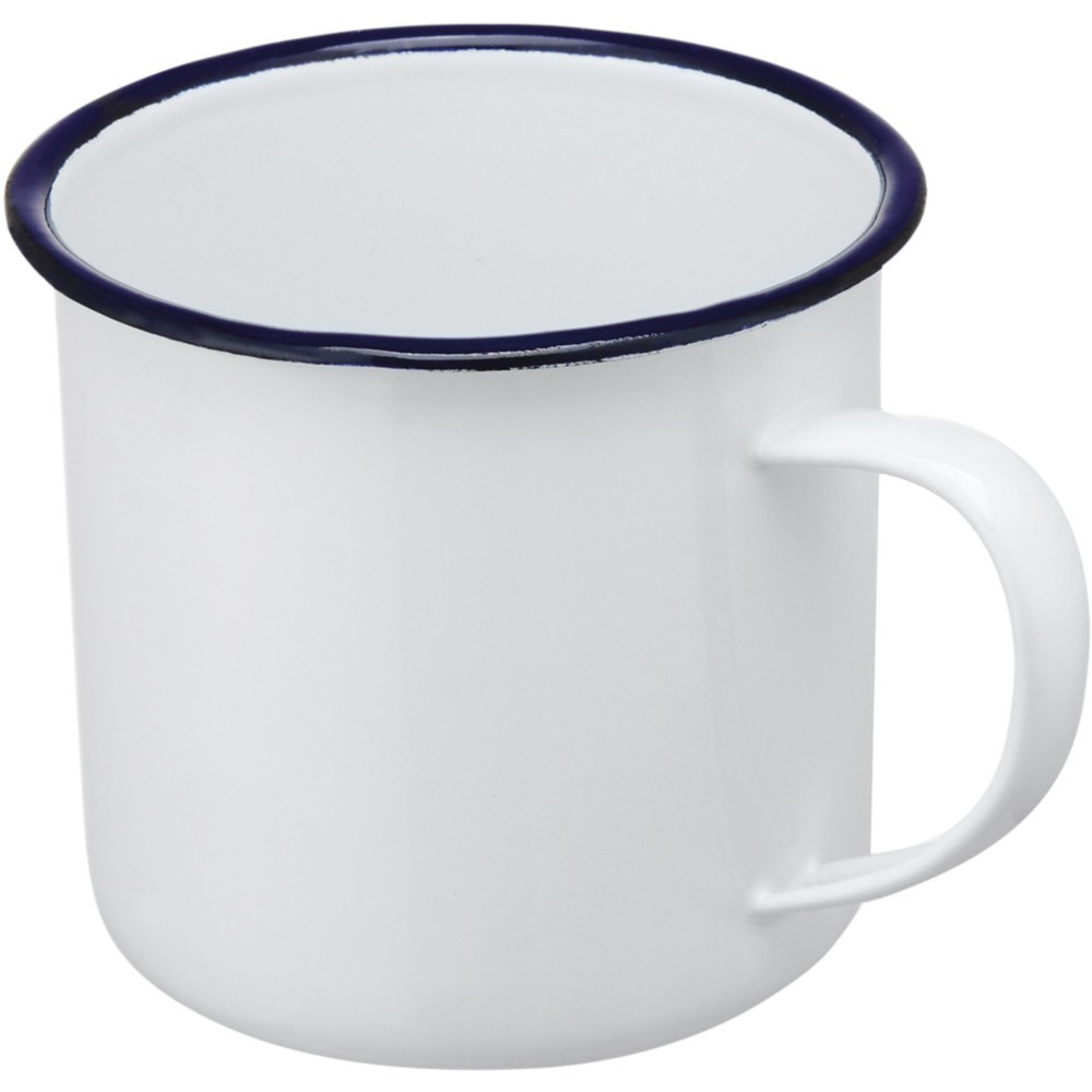 Produktabbildung: Stalgast Emaille-Henkelbecher, weiss mit blauem Rand, Ø 8 cm, 400 ml