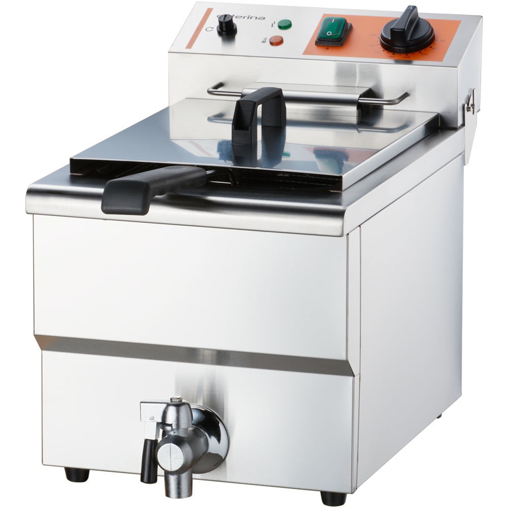 Produktabbildung: CATERINA Stalgast Fritteuse, 8 Liter, mit Ablasshahn 300x510x390 mm (BxTxH), 3 kW 230V