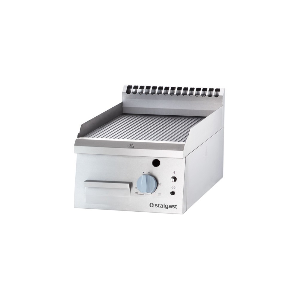 Produktabbildung: Stalgast Gas-Griddleplatte als Tischgerät, 400x700 mm, gerillte Grillfläche, Serie 700 ND