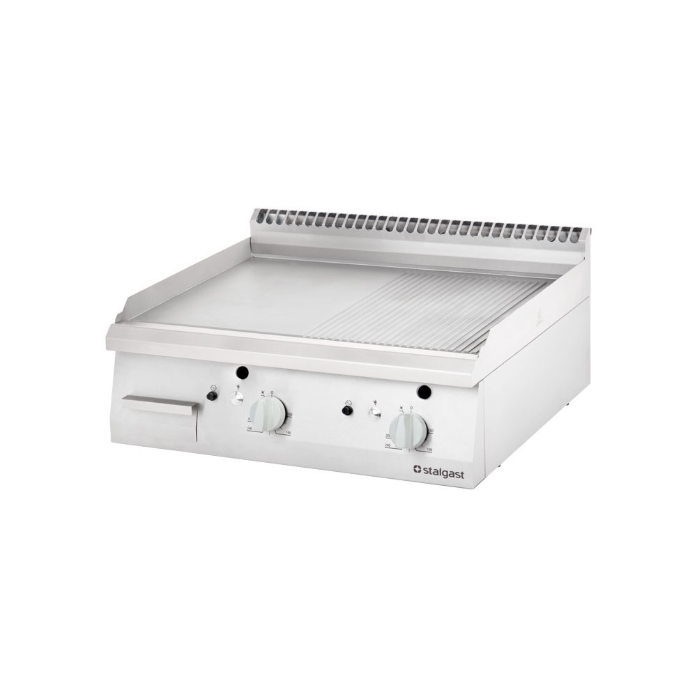 Produktabbildung: Stalgast Gas-Griddleplatte als Tischgerät, 800x700 mm, gerillte Grillfläche, Serie 700 ND