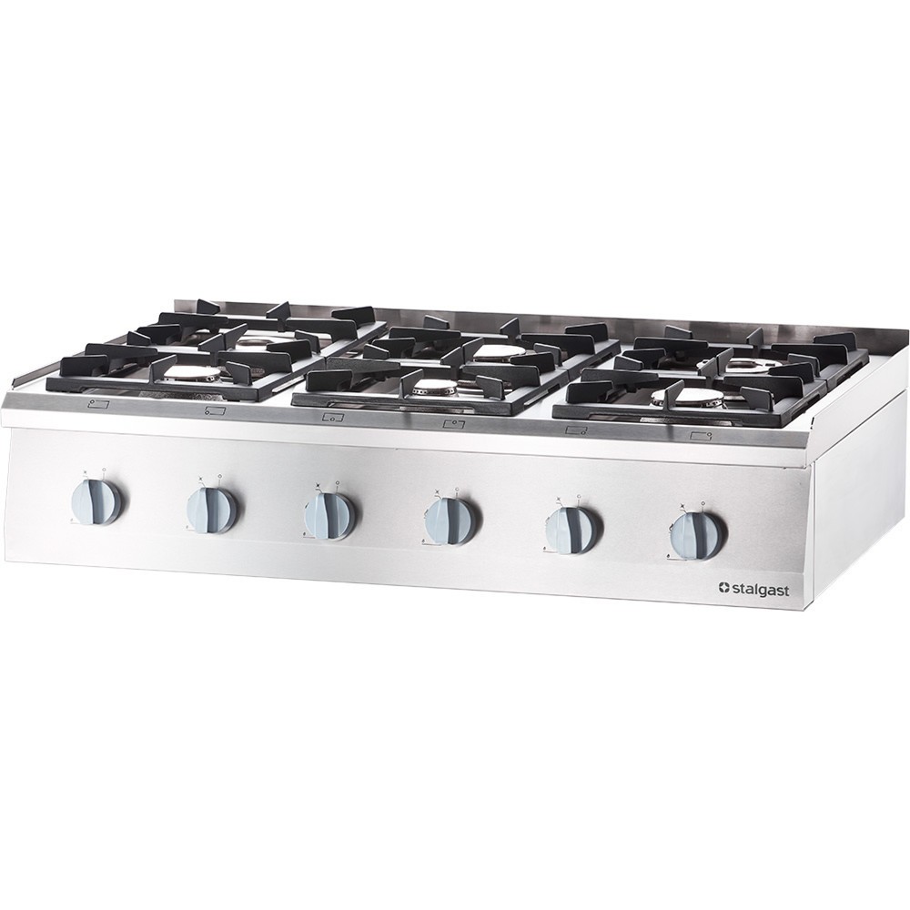 Produktabbildung: Stalgast Gas-Kochfeld mit 6 Brennern (3,5 + 2x5 + 2x7 + 9) als Tischgerät, Serie 700ND