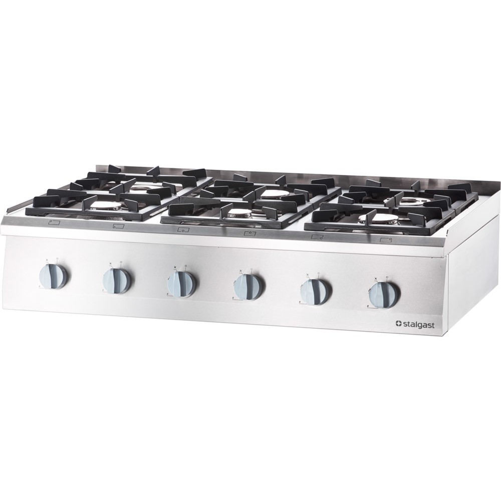 Produktabbildung: Stalgast Gas-Kochfeld mit 6 Brennern (3,5 + 3x5 + 2x7) als Tischgerät, Serie 700ND