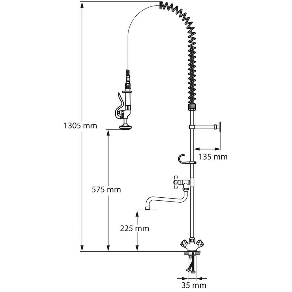 Produktabbildung Nr. 3: Stalgast Geschirrbrause mit Mischbatterie von Stalgast, Einloch-Montage, mit Wasserhahn, zwei Mischventile