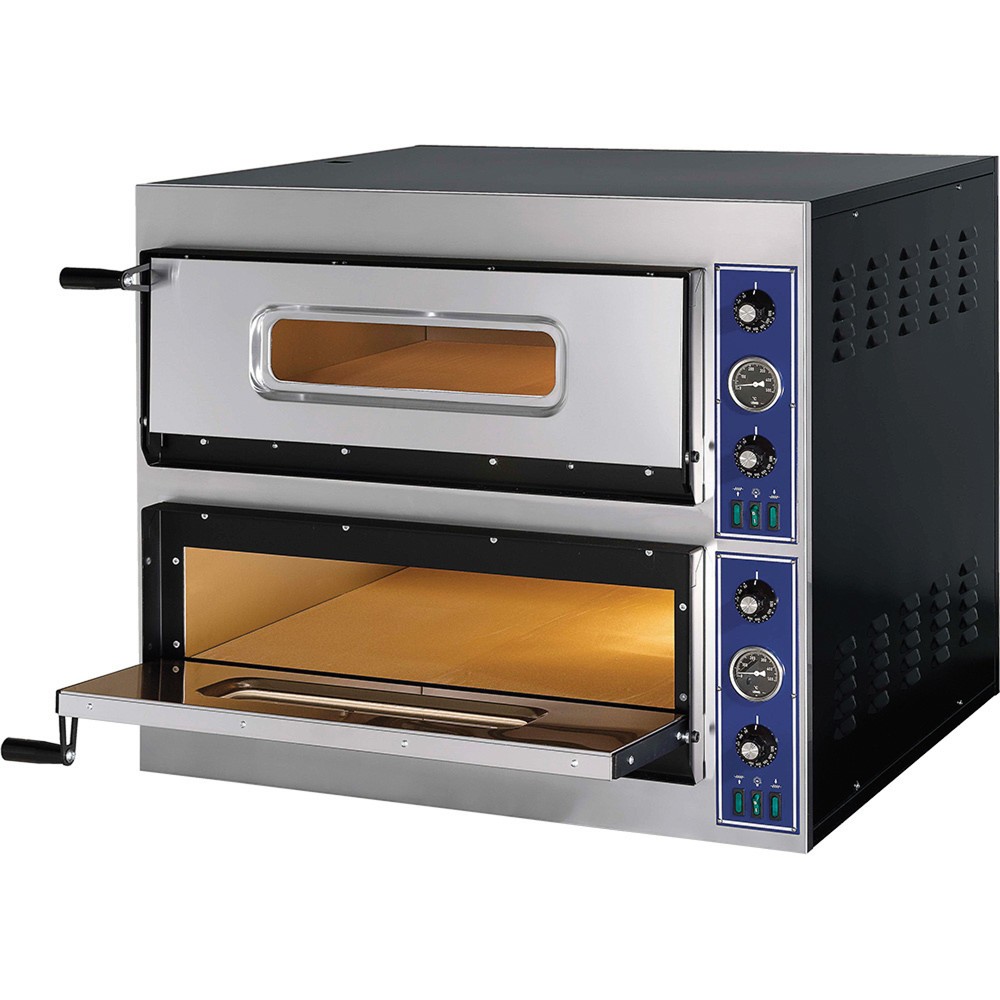 Illustration du produit: Stalgast GGF Pizzaofen E-Start Line mit zwei Kammern, 14,4 kW, 900x1080x750 mm (BxTxH)