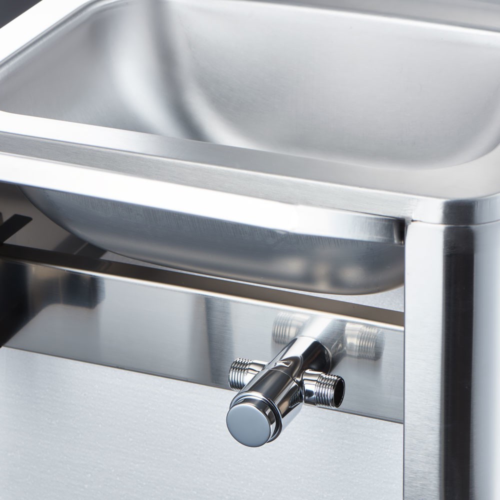 Produktabbildung Nr. 5: Stalgast Handwaschbecken mit Kniebedienung, inkl. Armatur und Seifenspender, Wandmontage, 400 mm x 330 mm x 570 mm (BxTxH)
