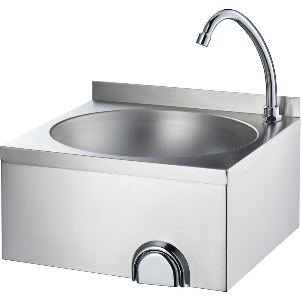 Produktabbildung: Stalgast Handwaschbecken mit Kniebedienung, inkl. Armatur, Wandmontage, 400 mm x 400 mm x 225 mm (BxTxH)