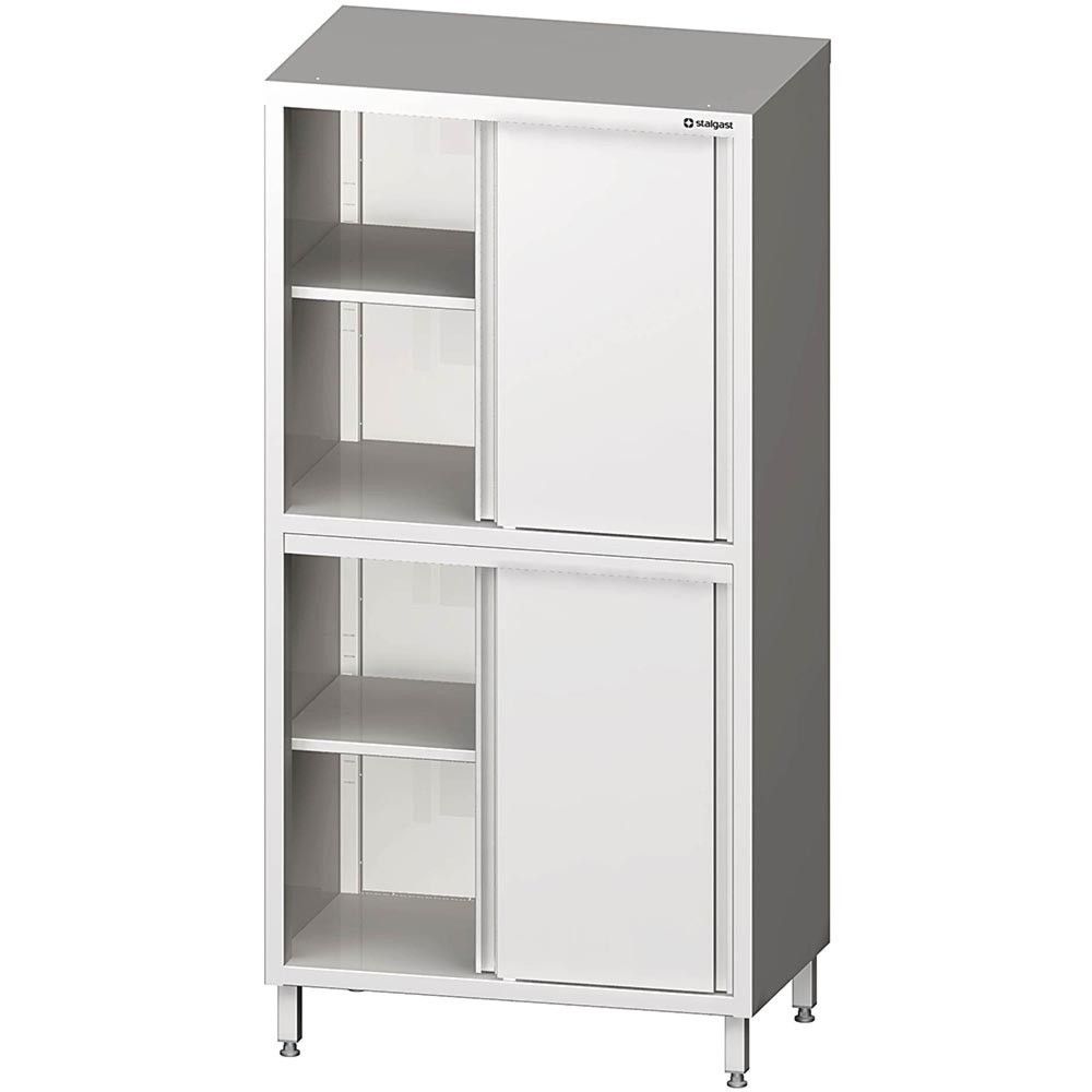 Produktabbildung: Stalgast Hochschrank mit Schiebetüren, 900x500x2000 mm, mit zwei Schrankräumen, verschweisst