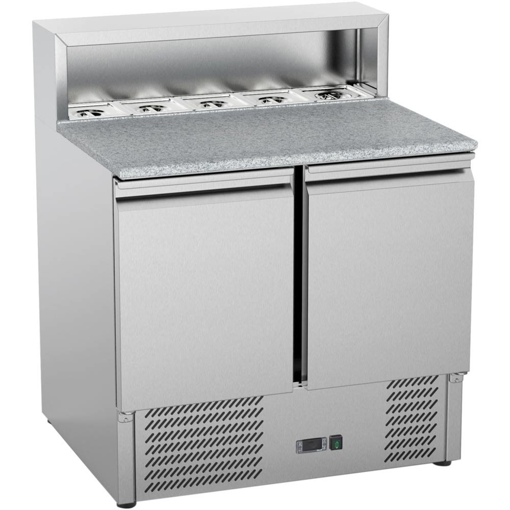 Produktabbildung: Stalgast Pizzatisch Starline, 2-türig, mit Kühlaufsatz 5x GN 1/6
