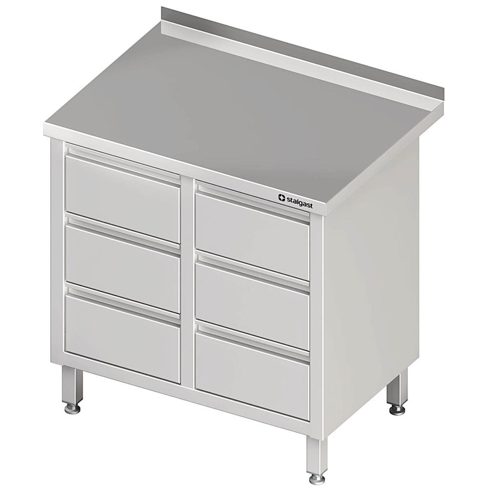 Produktabbildung: Stalgast Schubladenschrank mit 2x3 Schubladen, 840x600x850 mm, mit Aufkantung, verschweisst