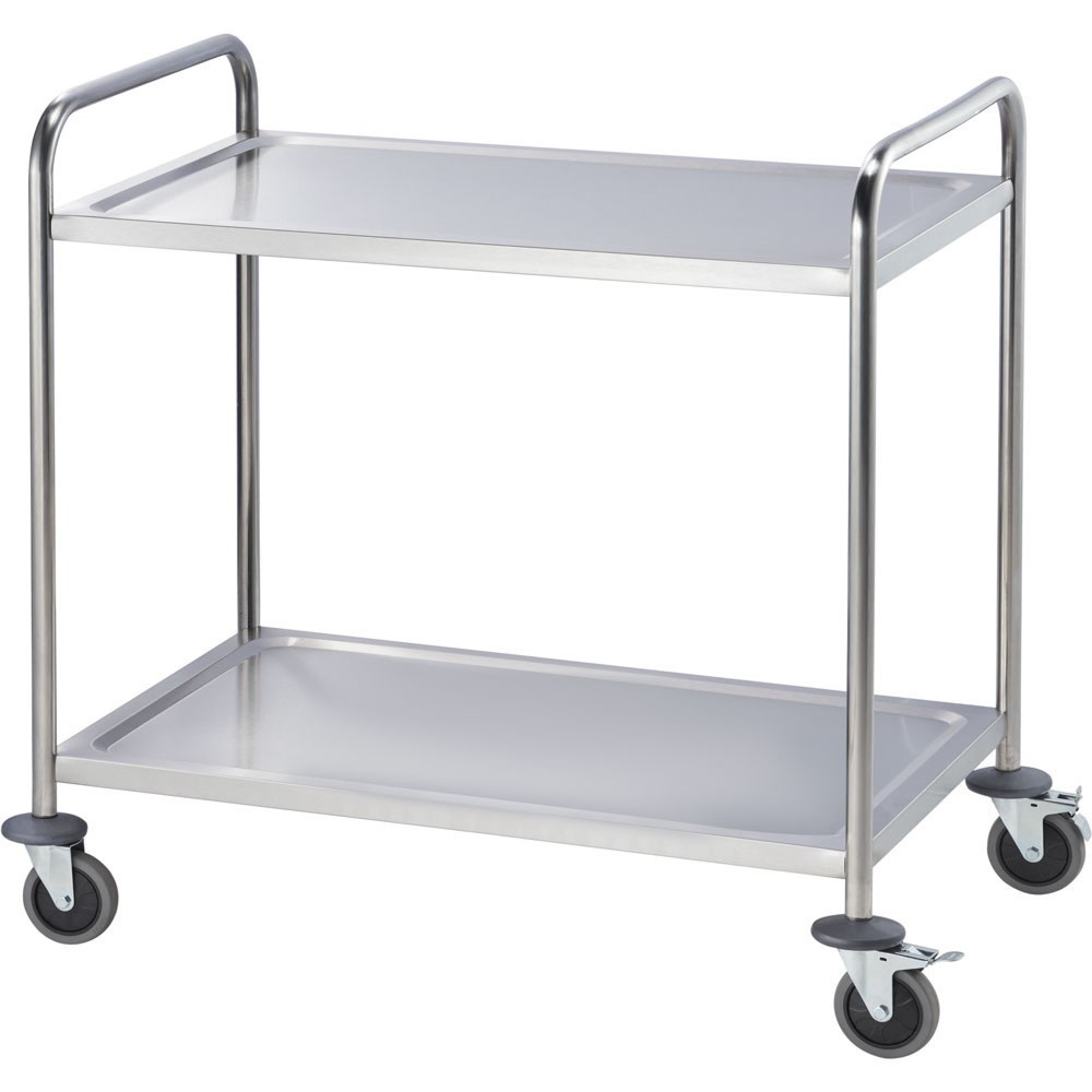 Produktabbildung: Stalgast Servierwagen aus Edelstahl, mit zwei Borden, 860 x 540 x 940 mm (BxTxH)