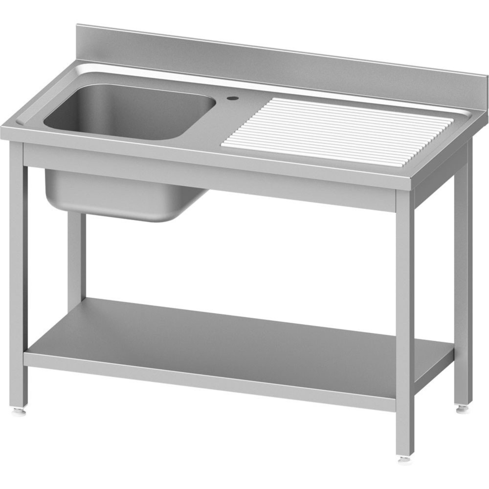 Produktabbildung: Stalgast Spültisch ECO mit Grundboden 1000x600x850 mm, mit einem Becken links, mit Aufkantung, Selbstmontage