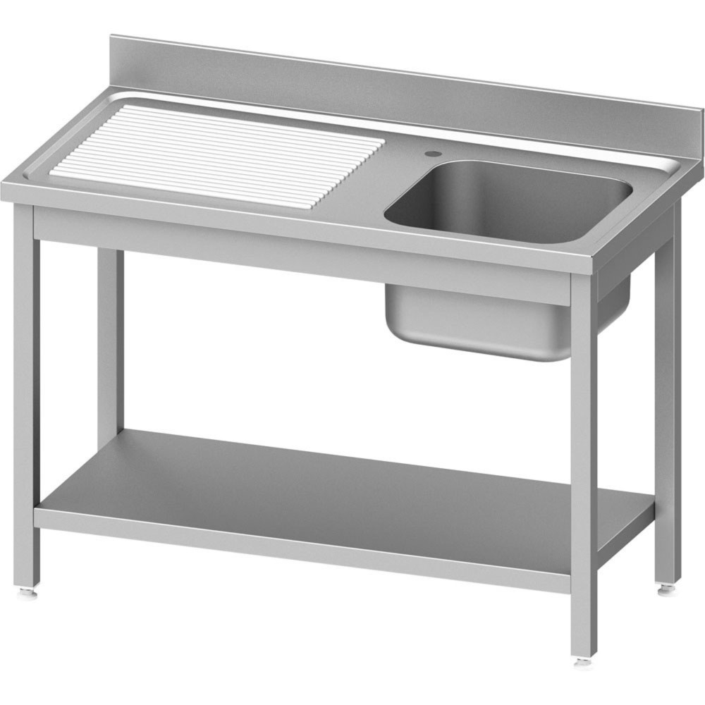 Produktabbildung: Stalgast Spültisch ECO mit Grundboden 1000x600x850 mm, mit einem Becken rechts, mit Aufkantung, Selbstmontage