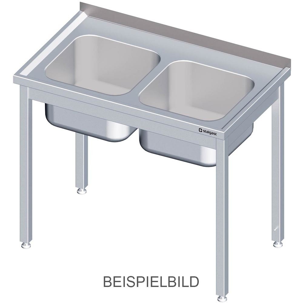 Produktabbildung: Stalgast Spültisch ohne Grundboden 1100x700x850 mm, mit zwei Becken links, mit Aufkantung, verschweisst