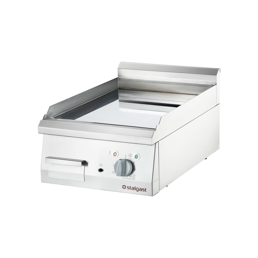 Produktabbildung: Stalgast Verchromte Elektro-Griddleplatte als Tischgerät, 400x700 mm, glatte Grillfläche, Serie 700 ND