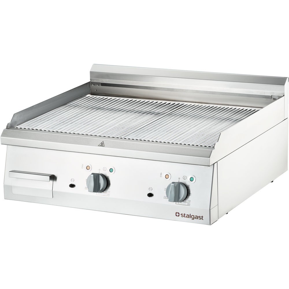 Produktabbildung: Stalgast Verchromte Elektro-Griddleplatte als Tischgerät, 800x700 mm, gerillte Grillfläche, Serie 700 ND