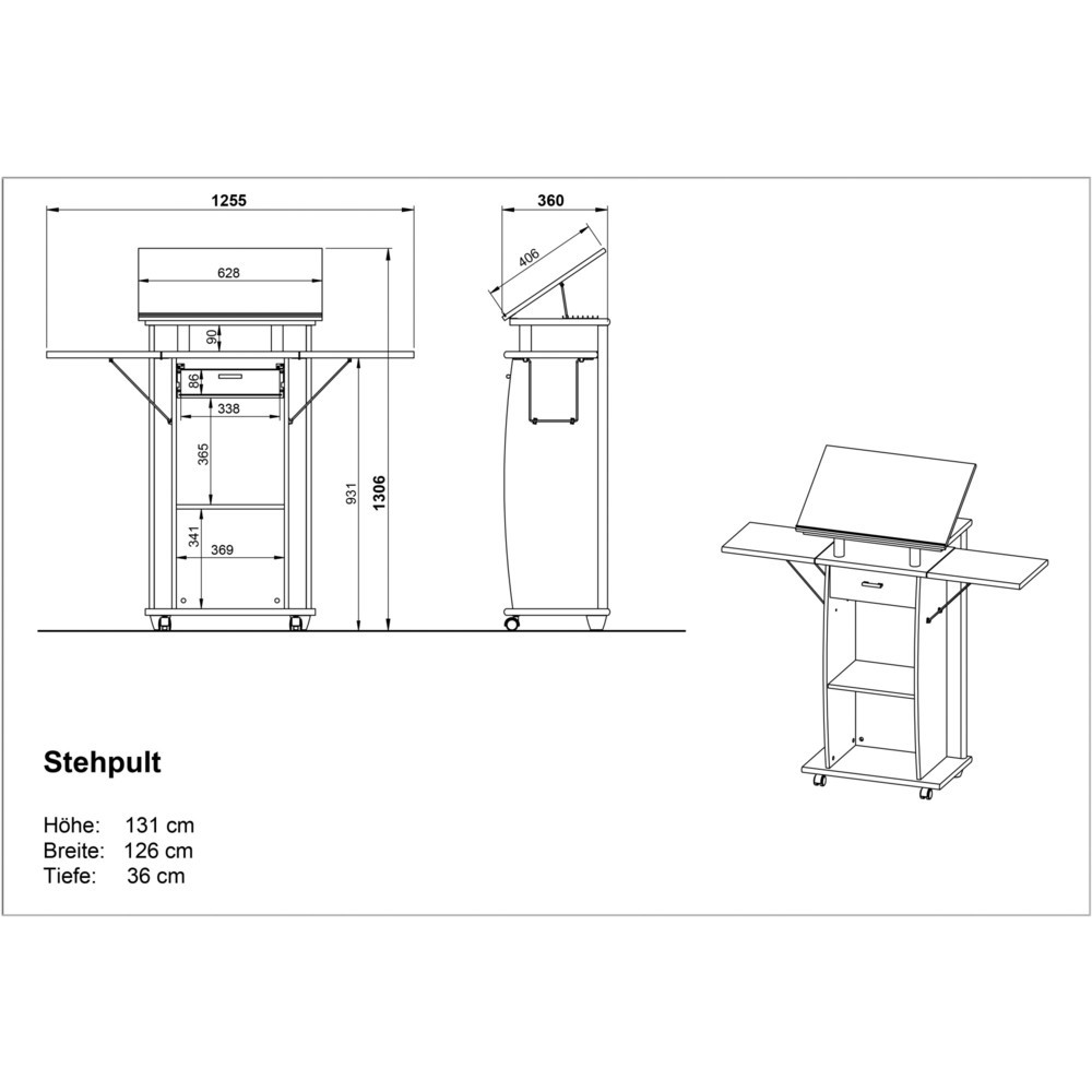 Produktabbildung Nr. 2: Stehpult mit 2 Seitenarmen, Anthrazit