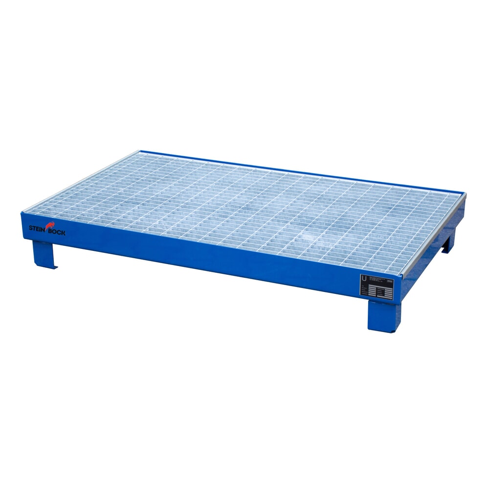 Produktabbildung: Steinbock® Auffangwanne für 6x 60-Liter-Fässer, inkl. Gitterrost, blau