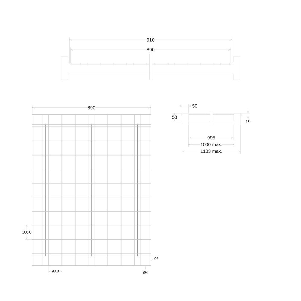 Produktabbildung Nr. 14: Steinbock® Drahtgitterboden für Palettenregale, engmaschig und feuerverzinkt, BxT 890 x 1100 mm, Tragkraft pro Stellplatz 250 kg