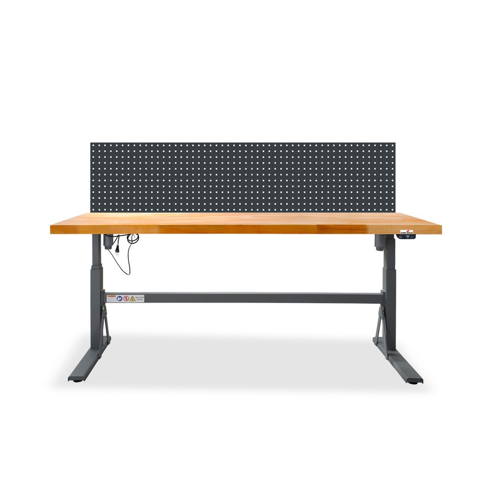 Produktabbildung Nr. 1: Steinbock® elektrisch höhenverstellbare Werkbank e-Adjust, mit Lochwand, HxBxT 700-1.170 x 2.000 x 750 mm, TK 350 kg