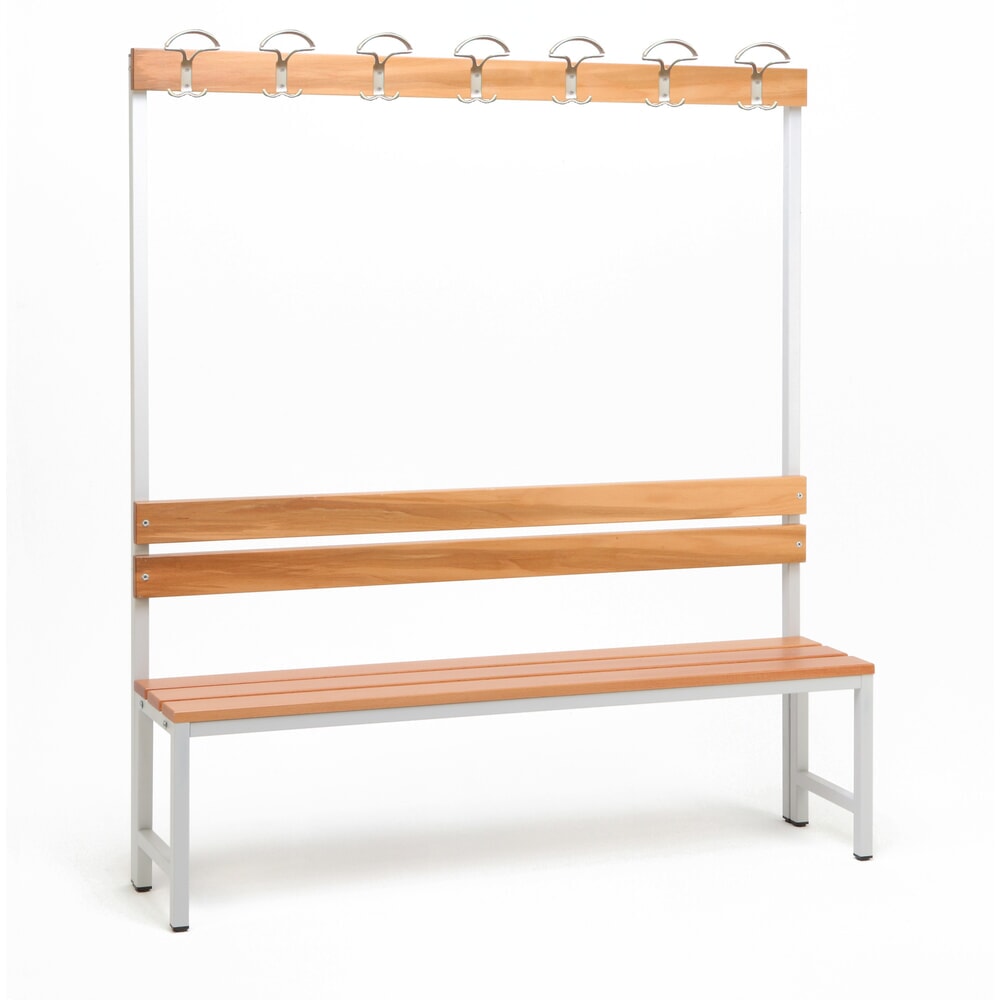Produktabbildung Nr. 1: Steinbock® Umkleidesitzbank, 1-seitig mit Hakenleiste, Breite 1.500 mm, ohne Schuhrost