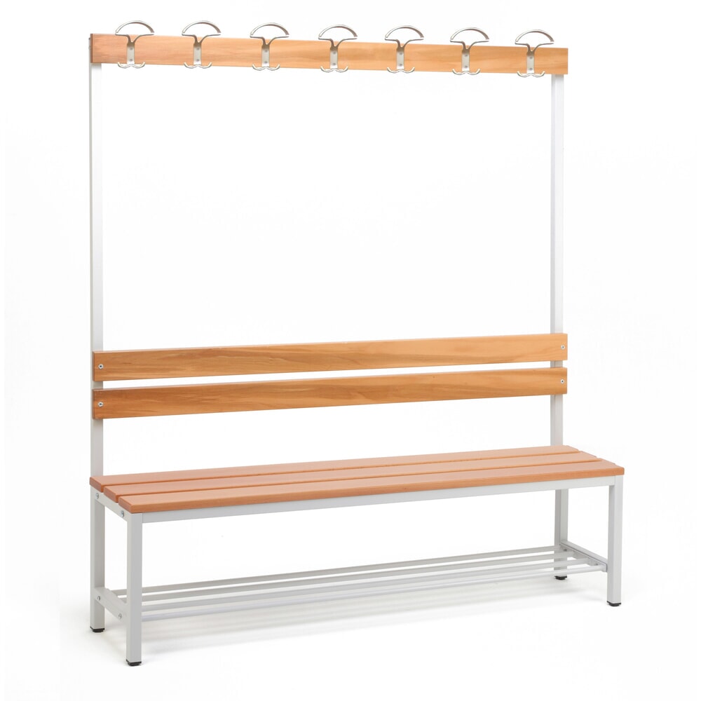 Produktabbildung Nr. 1: Steinbock® Umkleidesitzbank, 1-seitig mit Hakenleiste, Breite 1.500 mm, mit Schuhrost
