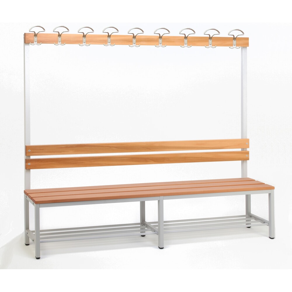 Produktabbildung Nr. 1: Steinbock® Umkleidesitzbank, 1-seitig mit Hakenleiste, Breite 2.000 mm, mit Schuhrost