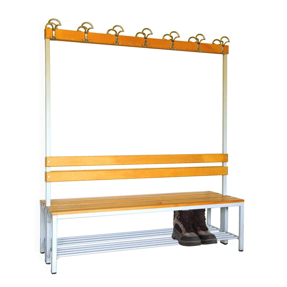 Produktabbildung Nr. 6: Steinbock® Umkleidesitzbank, 2-seitig mit Hakenleiste, Breite 1.500 mm, mit Schuhrost