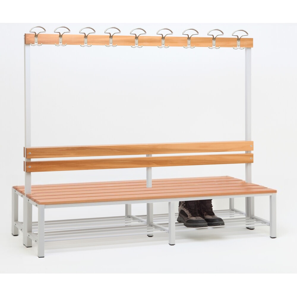 Produktabbildung Nr. 5: Steinbock® Umkleidesitzbank, 2-seitig mit Hakenleiste, Breite 2.000 mm, mit Schuhrost