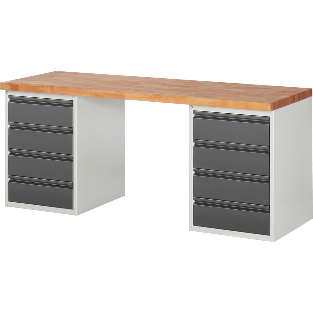 Produktabbildung Nr. 1: Steinbock® Werkbank, mit 2x 4 Schubladen, HxBxT 840 x 2.000 x 700 mm, RAL 7035/7016